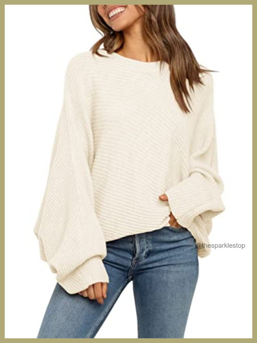 Womens Oversized Slouchy Knit Sweater Pullover Crew Neck Long Sleeve